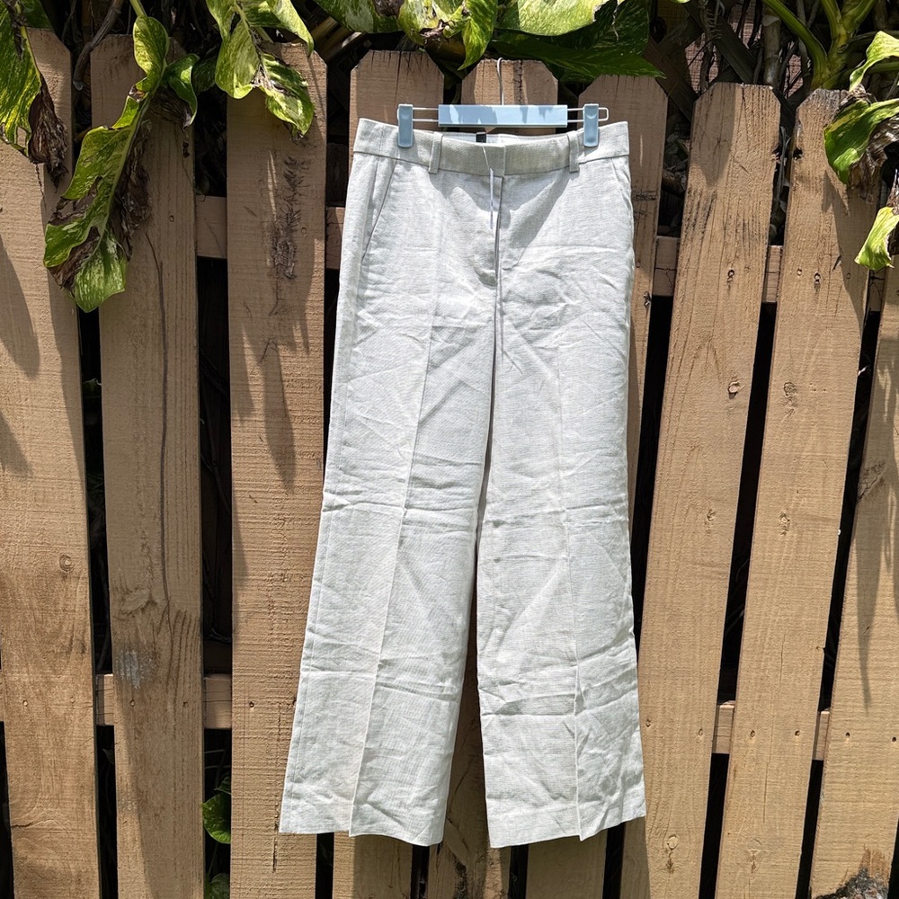 J. Crew Light Gray Wide-Leg Trousers